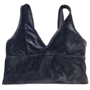 gilly hicks by Hollister Black Velvet Ribbed Deep V-Neck Bralette Women's Size S